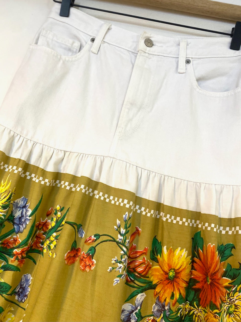 Sunshiny Day - Up-cycled frilled skirt - Small