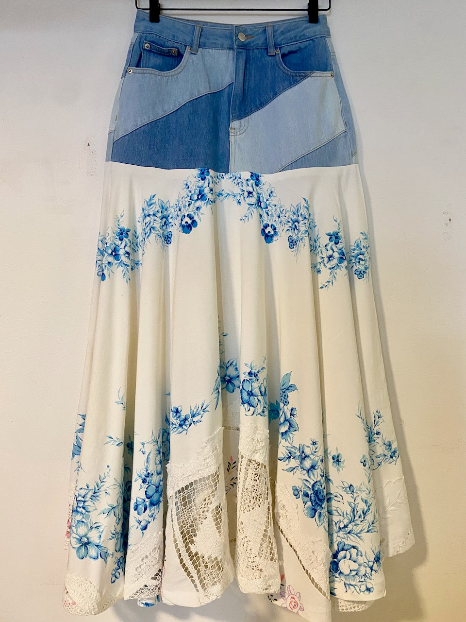Violets are Blue - Up-cycled skirt - Small