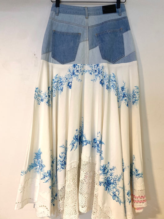 Violets are Blue - Up-cycled skirt - Small