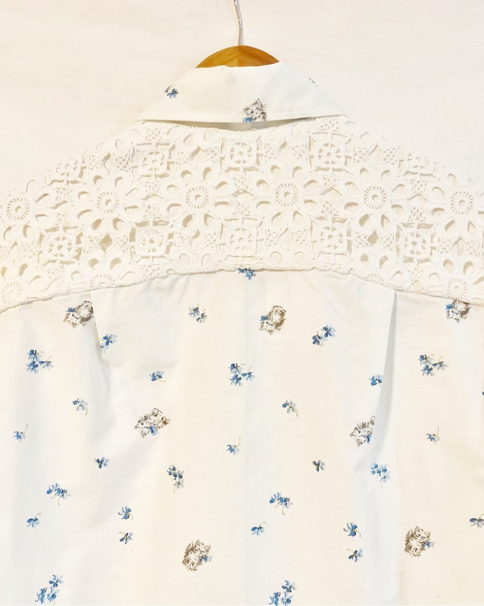 Kitten Shirt crocheted back yoke