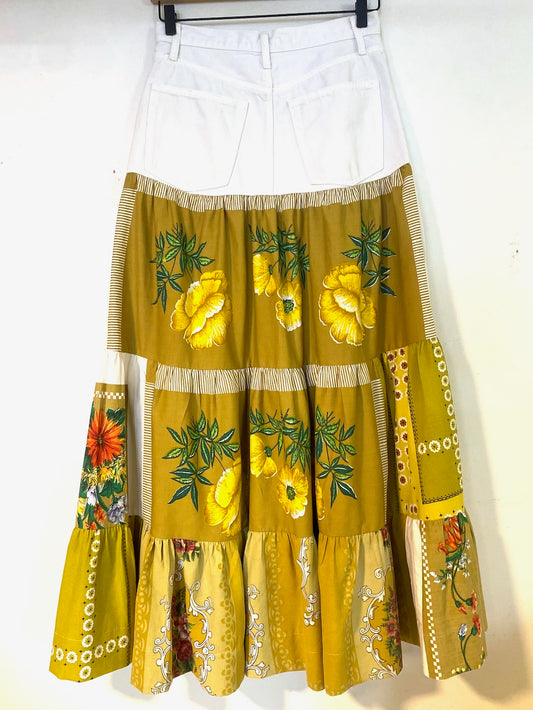 Sunshiny Day - Up-cycled frilled skirt - Small