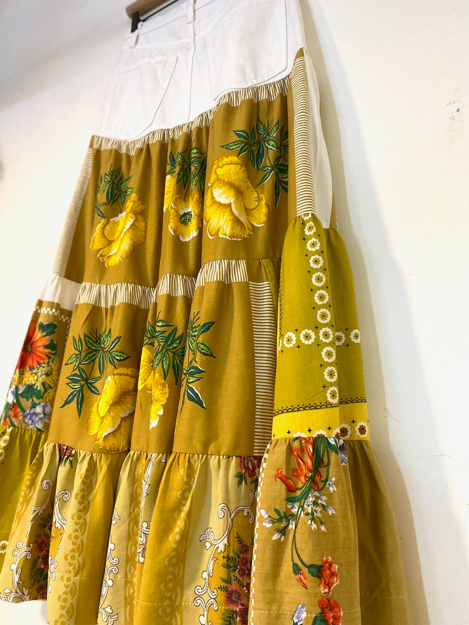 Sunshiny Day - Up-cycled frilled skirt - Small