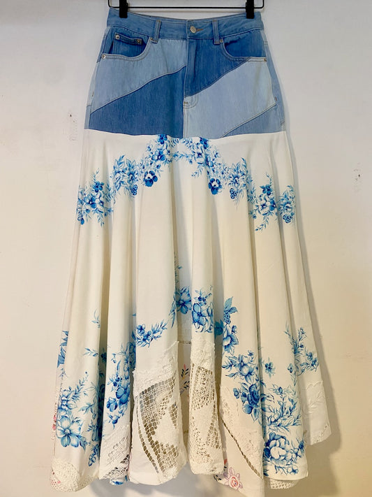 Violets are Blue - Up-cycled skirt - Small